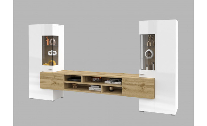 Sekcija COBY 247JMB10 Biały Połysk / Dąb Wotan